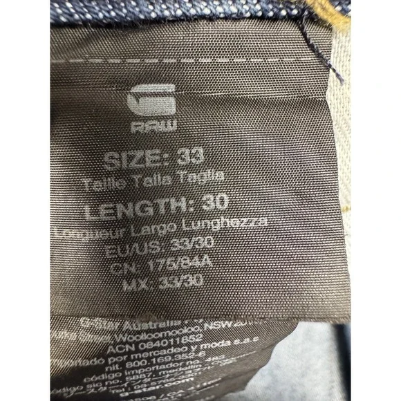 G Star Raw Jeans Mens 33x30 Blue Attacc Slim Straight Whiskering Faded $190